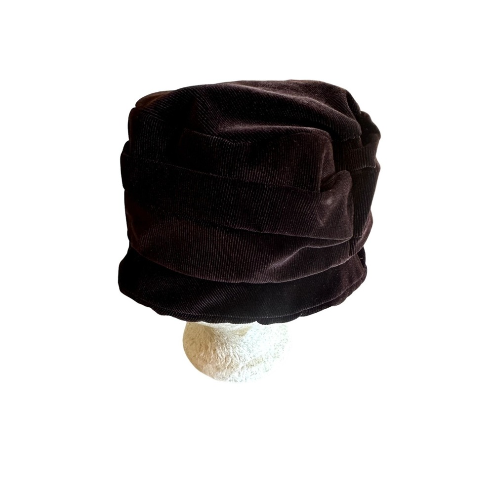 Kathy Jeanne Brown Corduroy Cloche Hat Cap Adjustable